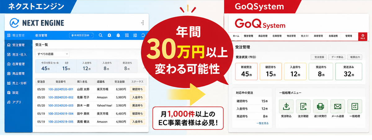 ネクストエンジン利用中のEC事業者向け受注管理システム料金診断