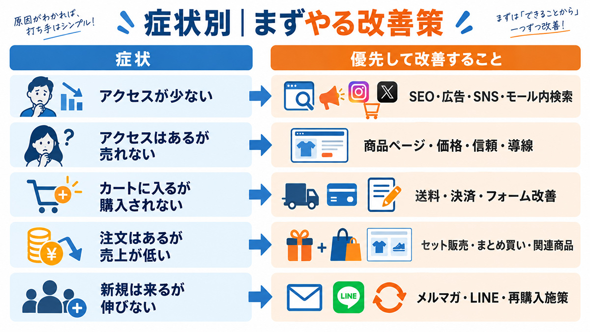 まず何を直す?症状別の改善早見表
