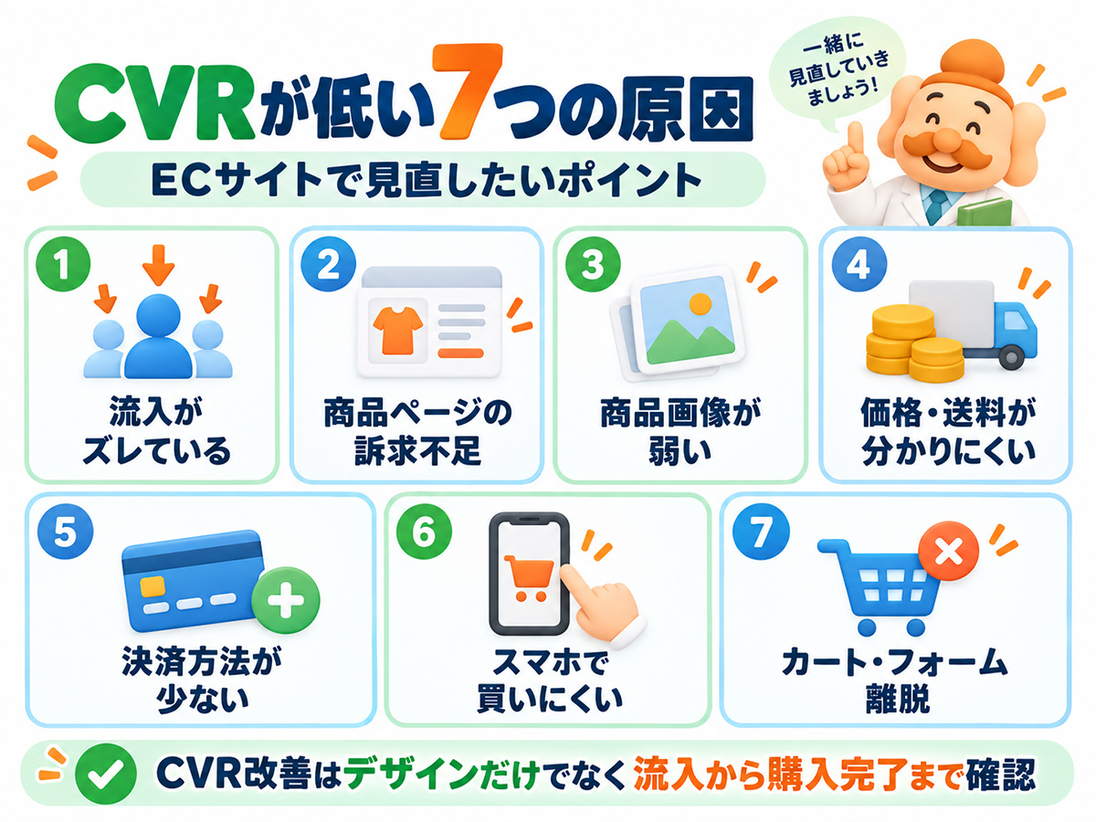 ECサイトでCVRが低くなる7つの原因