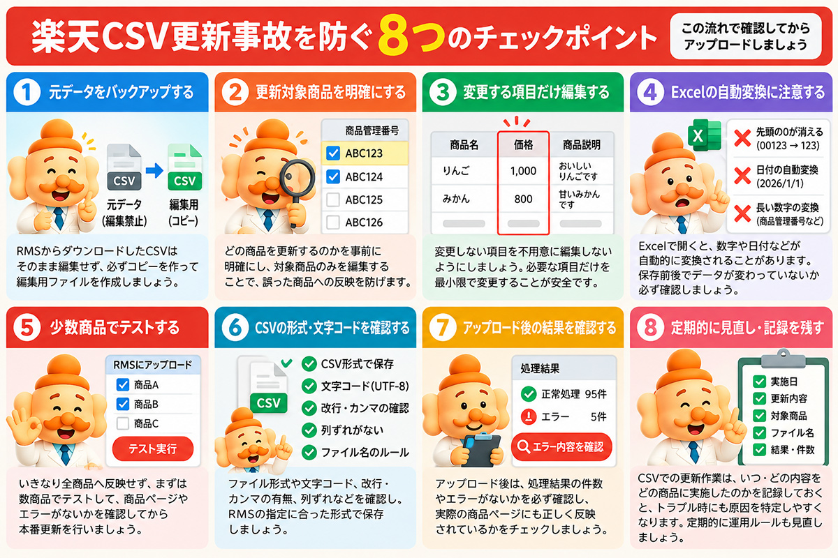 楽天CSV作業前チェックリスト