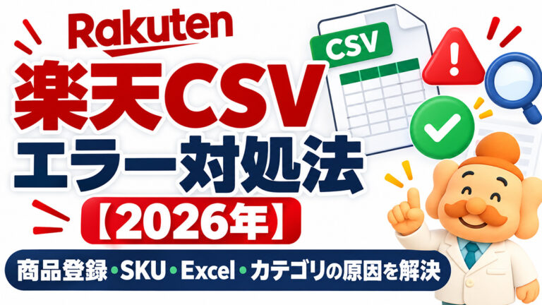 楽天CSVでエラー・登録できない原因は？SKU・Excel・カテゴリまで対処法を解説【2026年】