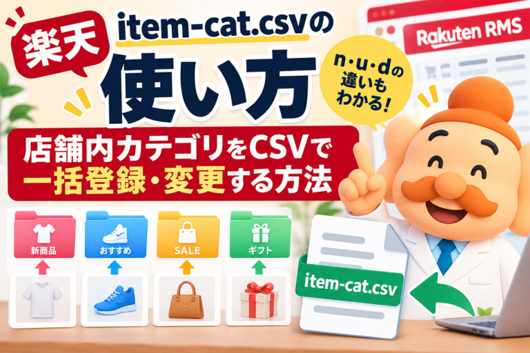 楽天item-cat.csvの使い方【2026年】n・u・dの違いと店舗内カテゴリの一括登録・変更方法