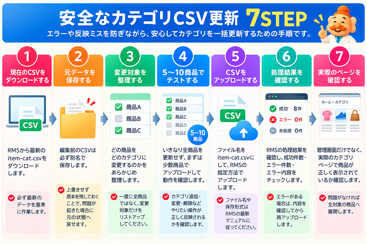 安全なカテゴリCSV更新7STEP