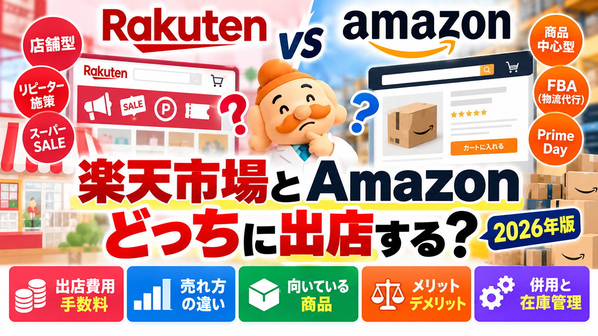 楽天市場とAmazonどっちに出店する？費用・手数料・売れ方を徹底比較【2026年】