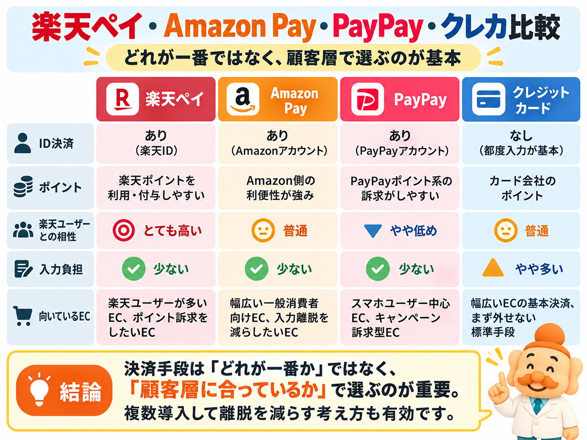楽天ペイ・Amazon Pay・PayPay・クレカ比較