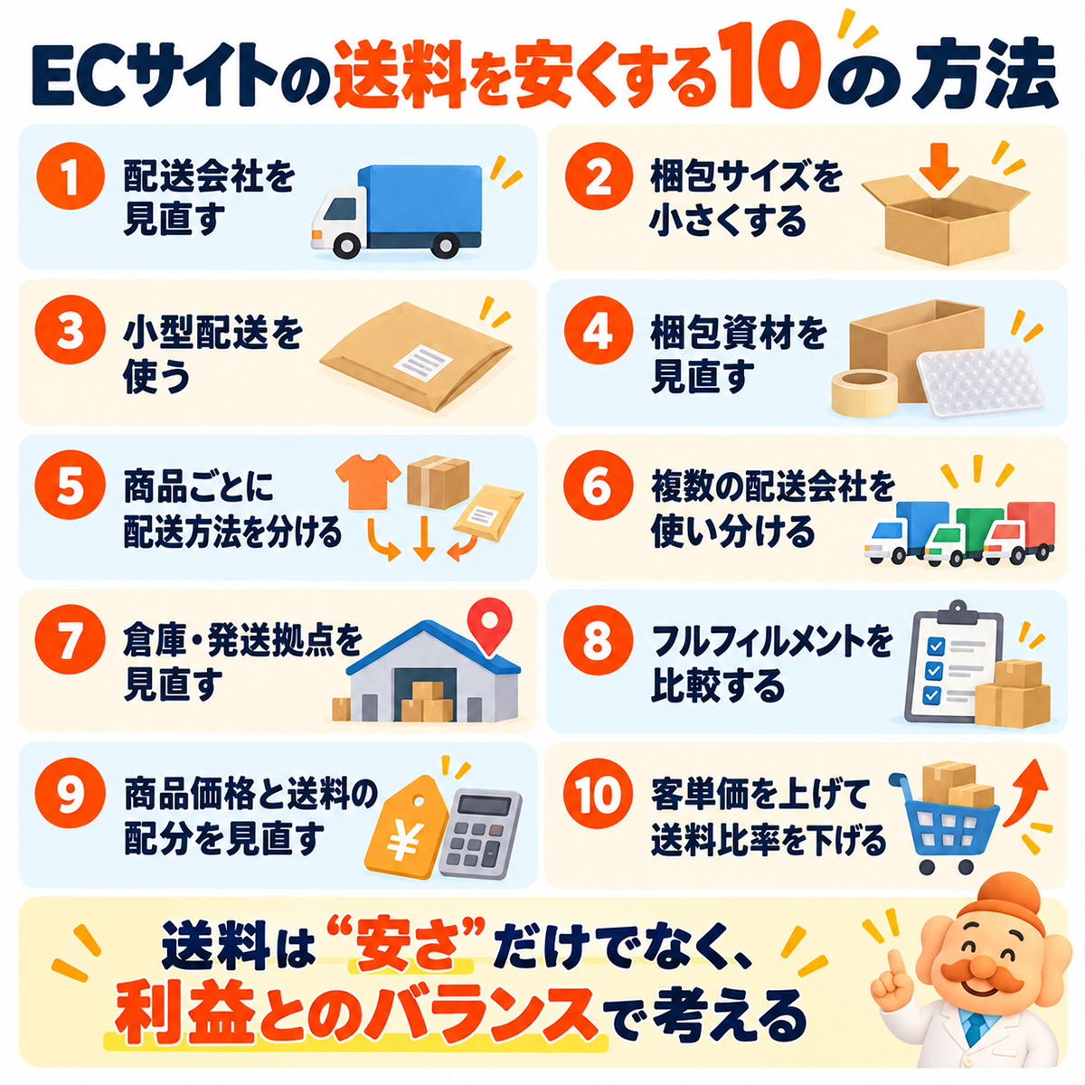 ECサイトの送料を安くする10の方法