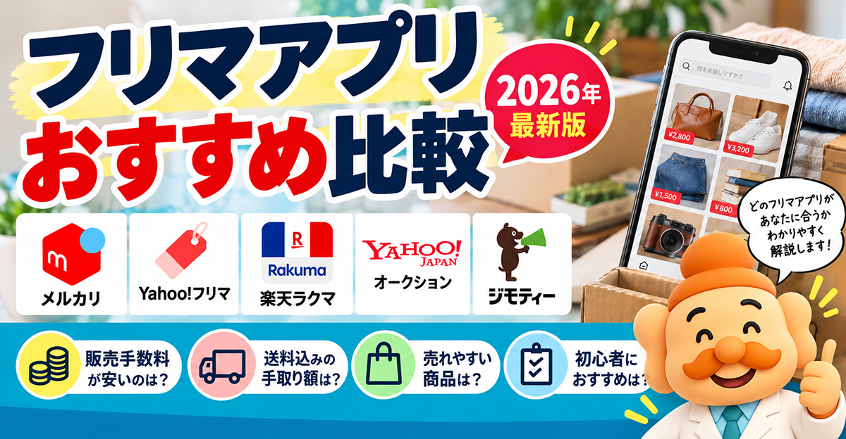 フリマアプリおすすめ5選【2026年】手数料が安い・売れやすいのはどれ？
