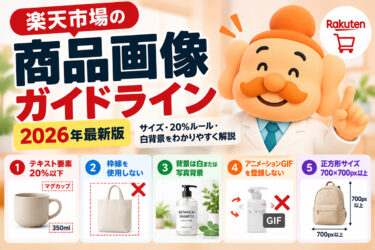 楽天の商品画像ガイドライン【2026年最新】20％ルール・サイズ・SKU画像を解説