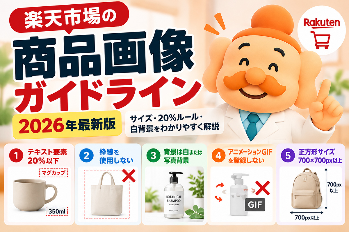 楽天の商品画像ガイドライン【2026年最新】20%ルール・サイズ・SKU画像を解説