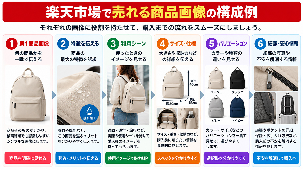 楽天市場で売れる商品画像の構成例