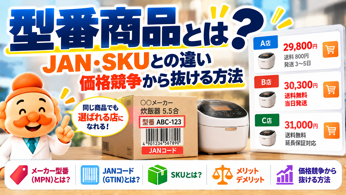 型番商品とは？JANコード・SKUとの違い、ECで売るメリット・価格競争対策を解説