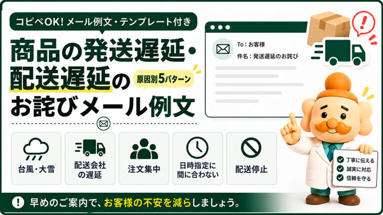 商品の発送遅延・配送遅延のお詫びメール例文【コピペOK】原因別5パターン