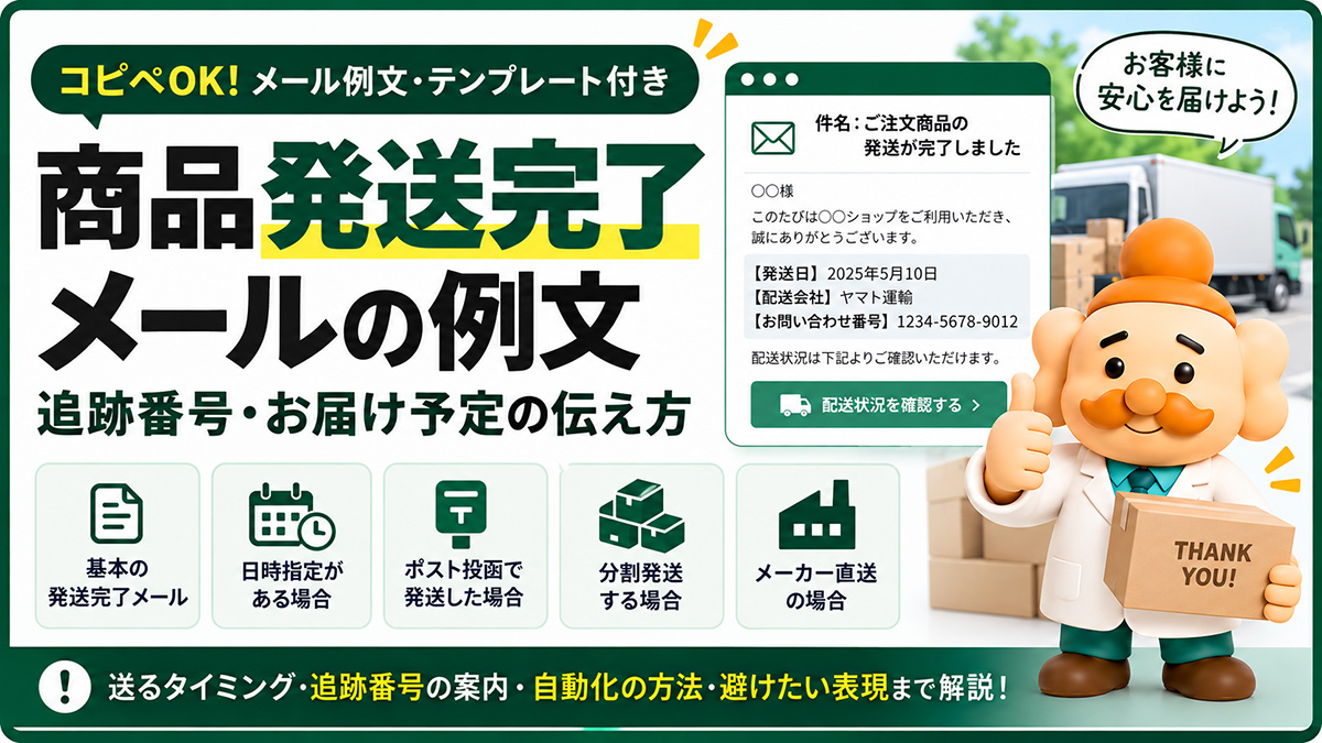 商品発送完了メールの例文【コピペOK】追跡番号・お届け予定の伝え方