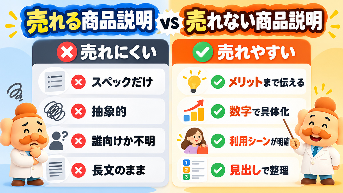商品説明を改善しても売れないときに確認すること