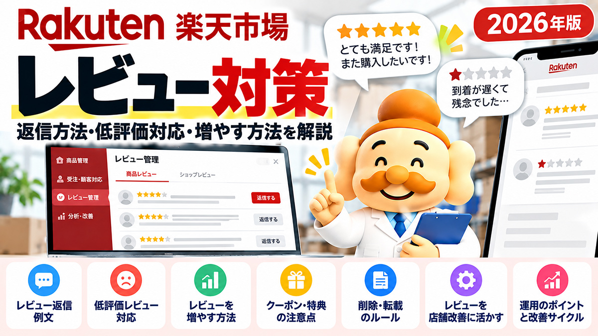 楽天市場のレビュー対策|返信方法・低評価対応・増やす方法を解説【2026年】