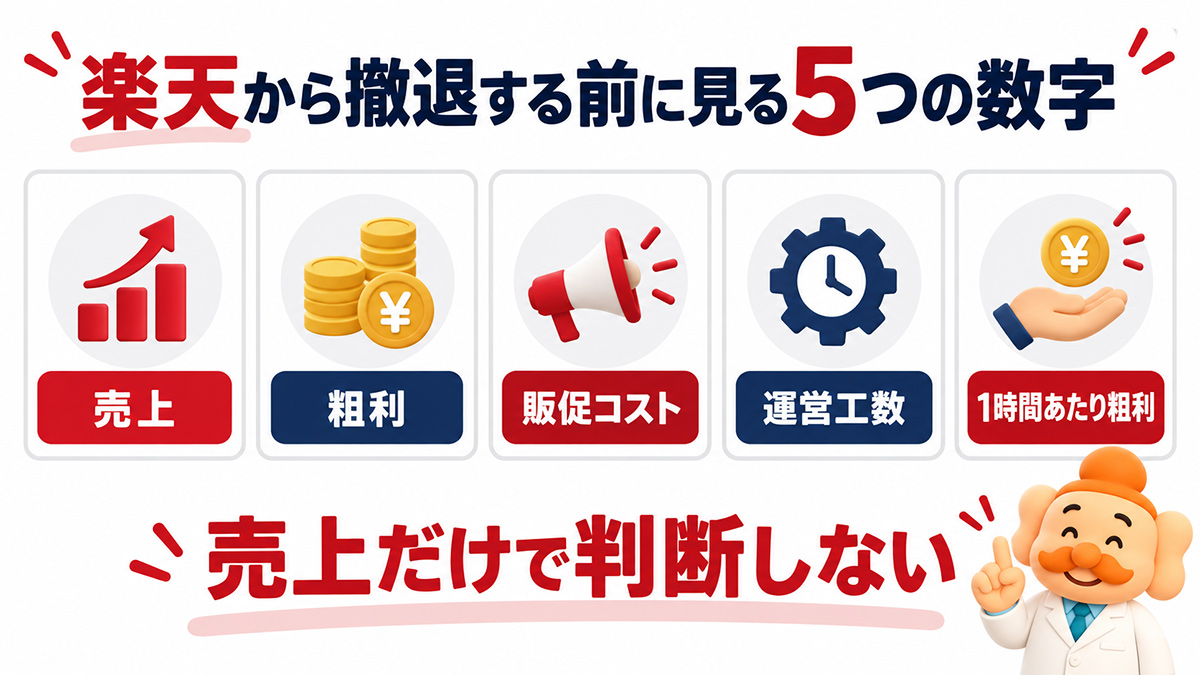 楽天から撤退する前に見る5つの数字