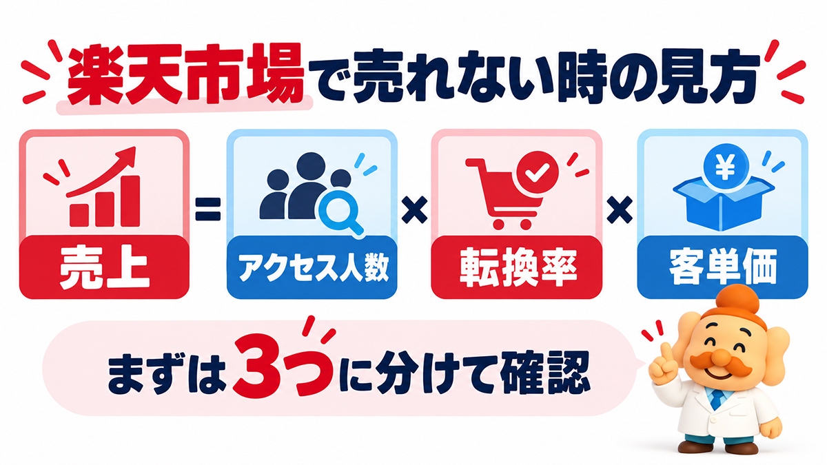 売上 = アクセス人数 × 転換率 × 客単価
