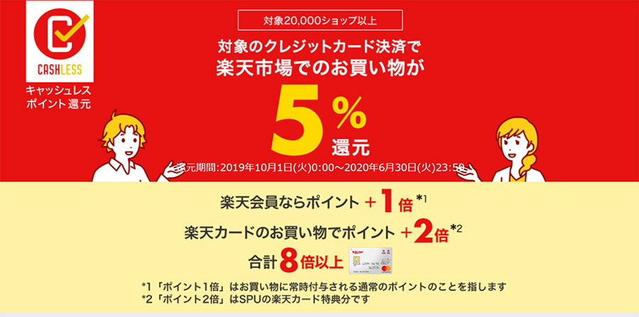 楽天市場でキャッシュレスの特設ページ公開！5％のポイント還元を受ける方法とは？