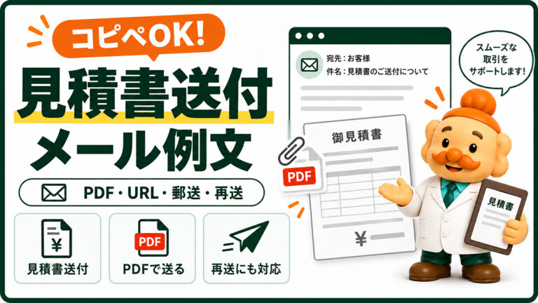 見積書送付メールの例文【コピペOK】PDF添付・URL・郵送・再送の書き方