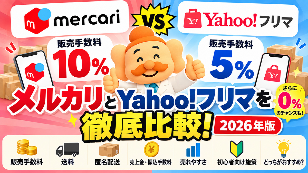 メルカリとYahoo!フリマを徹底比較【2026年】手数料・送料・売れやすさ、どっちがおすすめ？