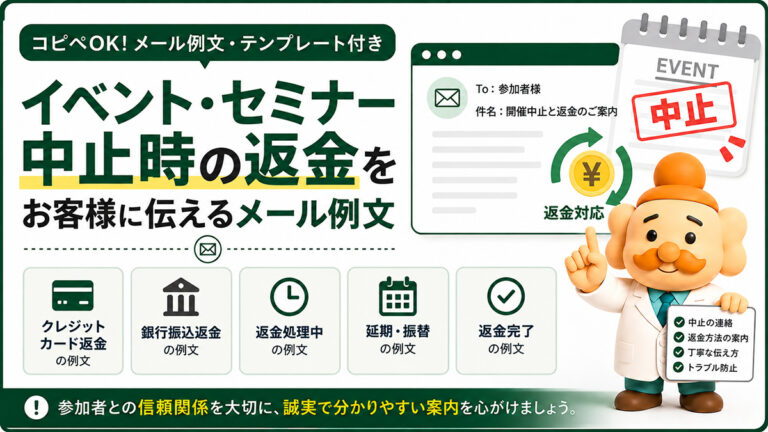 イベント中止の返金メール例文【コピペOK】セミナー・参加費返金の伝え方