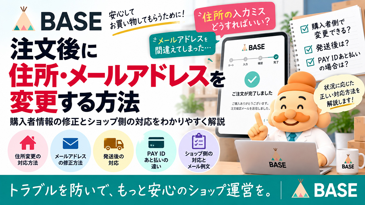 BASEで注文後に住所・メールアドレスを変更する方法｜購入者情報の修正と対応手順