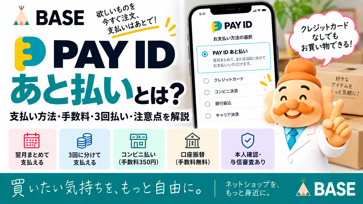 BASEのPAY IDあと払いとは？支払い方法・手数料・3回払い・注意点を解説