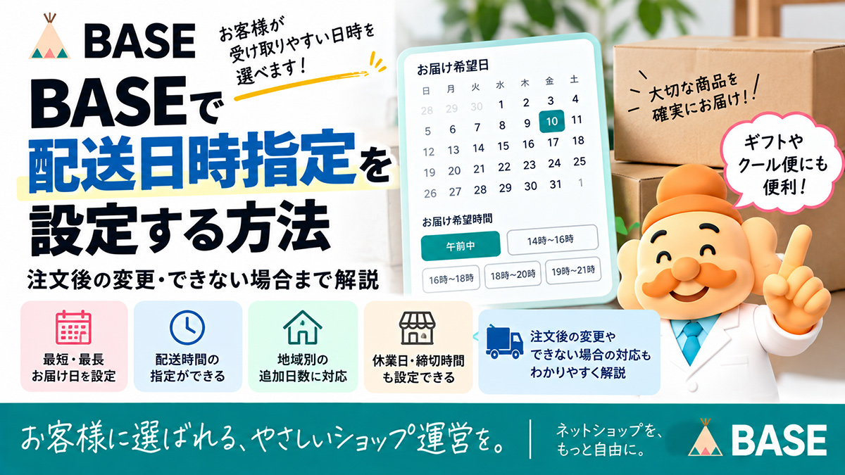 BASEで配送日時指定を設定する方法｜注文後の変更・できない場合まで解説