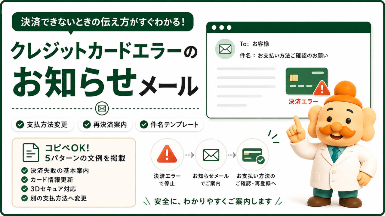 クレジットカードエラーのメール例文【コピペOK】決済できない時のお客様への伝え方