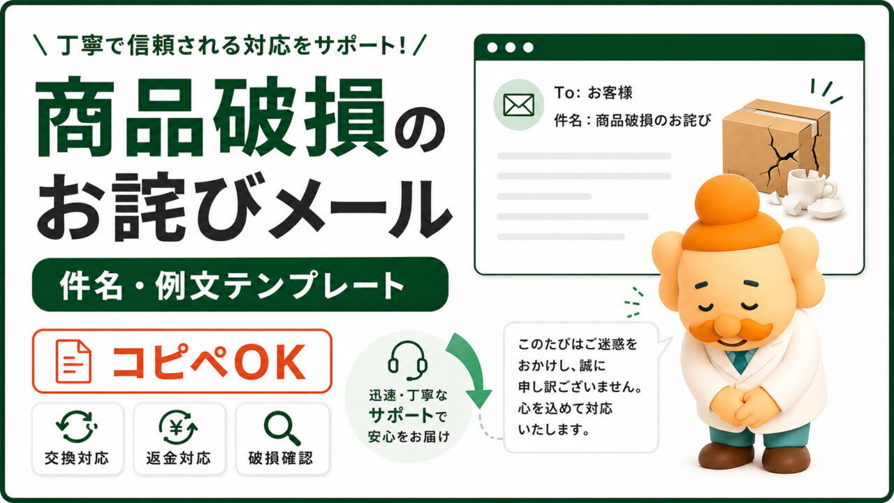 商品破損のお詫びメール例文【コピペOK】交換・返金の伝え方