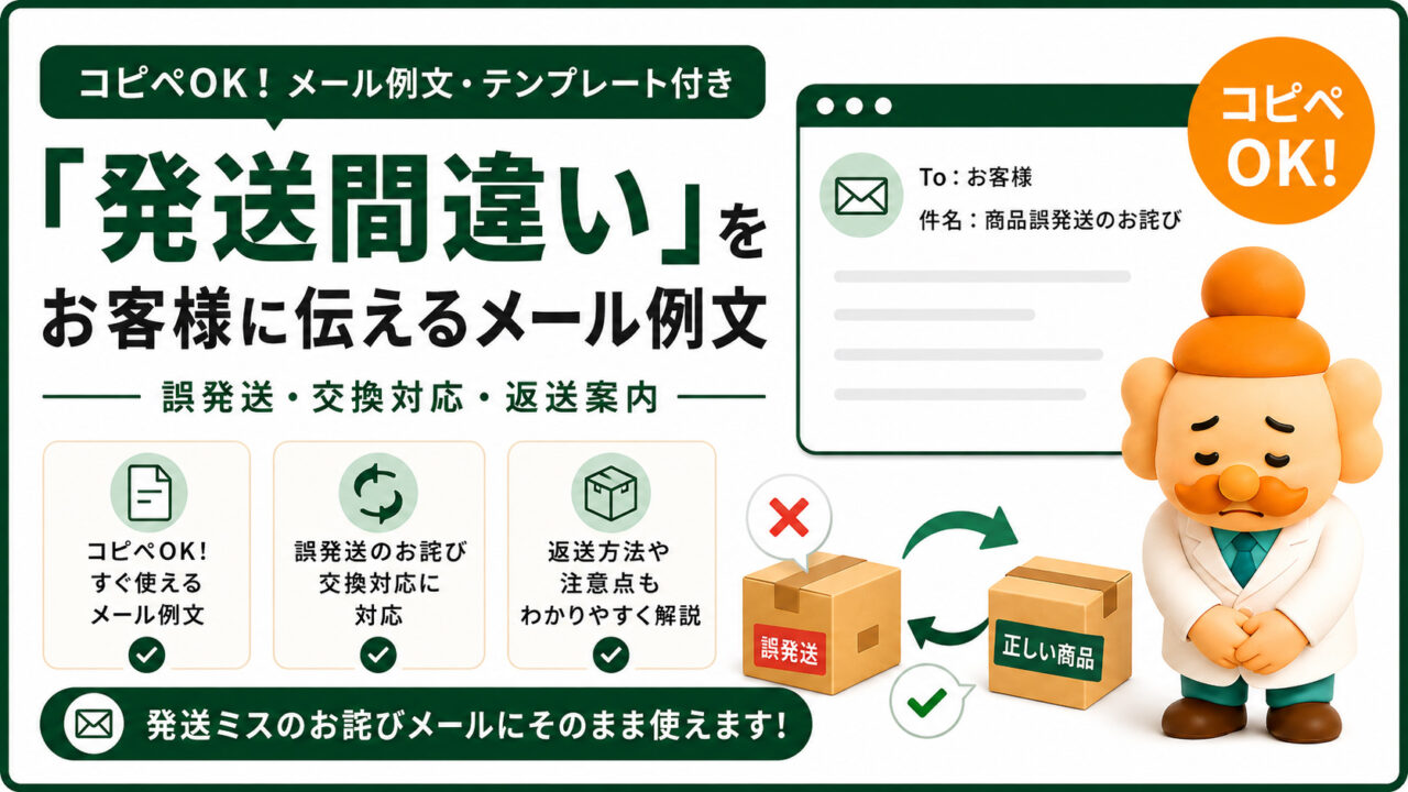 誤発送・発送ミスのお詫びメール例文【コピペOK】違う商品を送った時の対応