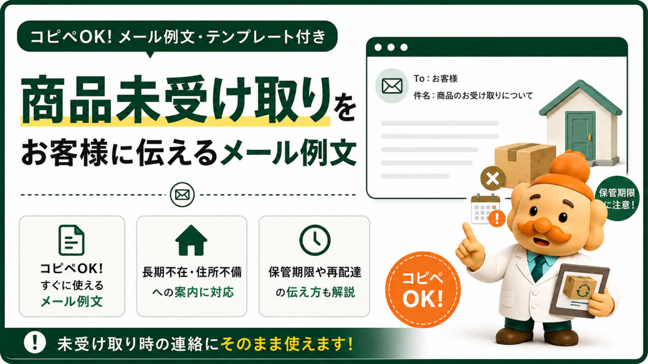 商品未受け取りのメール例文【コピペOK】長期不在・保管期限の伝え方