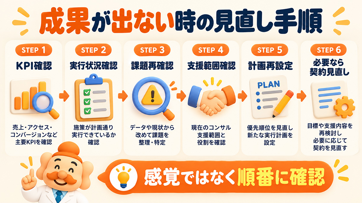 契約後に成果が出ないときの見直し手順