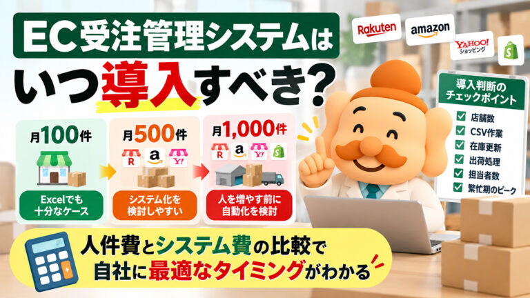 EC受注管理システムはいつ導入すべき？月100件・500件・1,000件で考える判断基準
