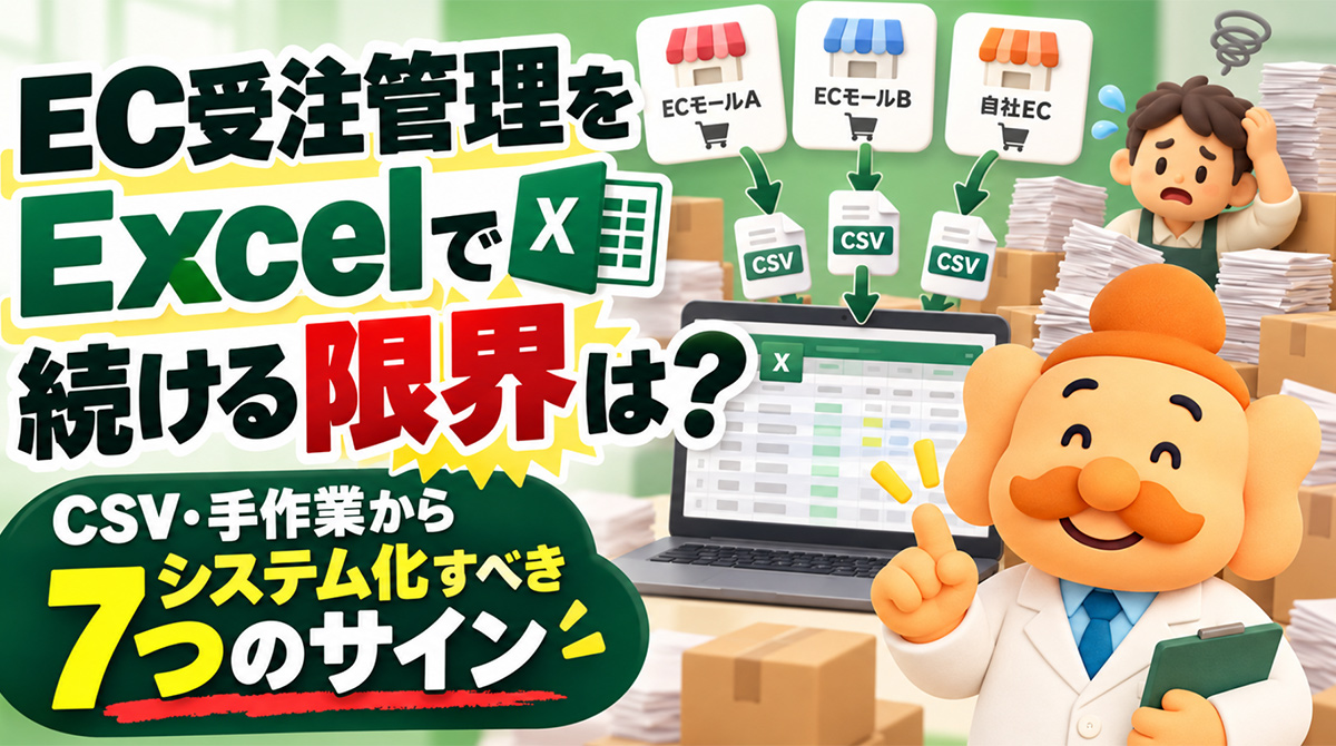 EC受注管理をExcelで続ける限界は?CSV・手作業からシステム化すべき7つのサイン