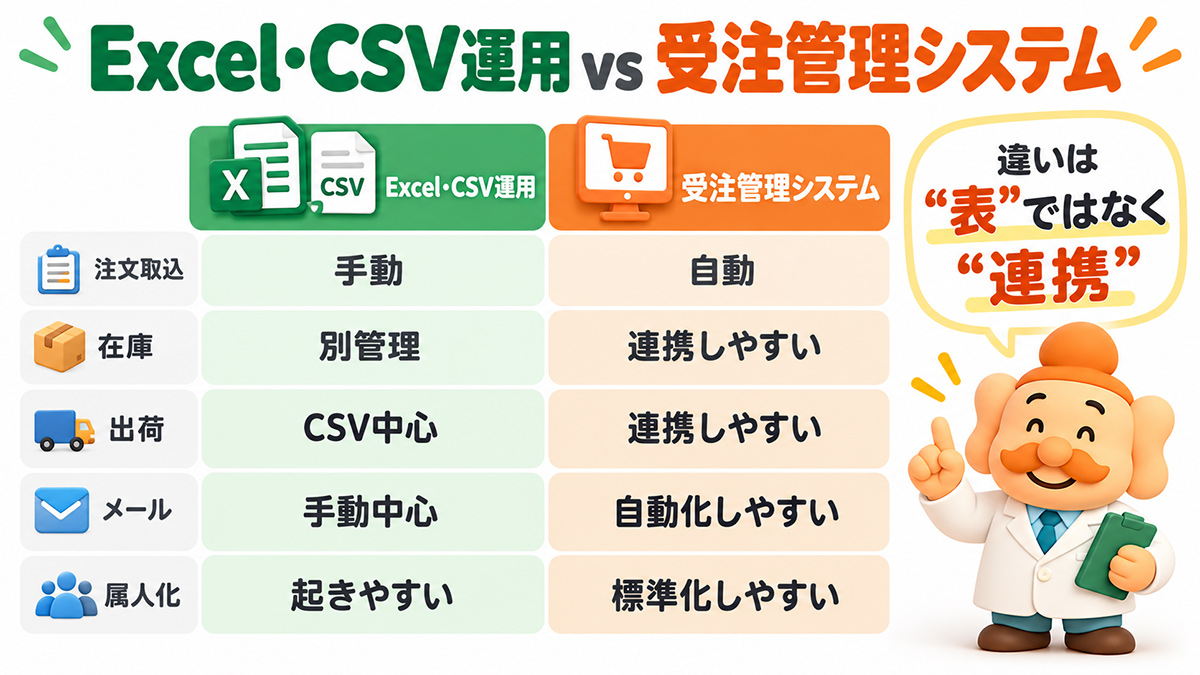 Excelと受注管理システムの違い