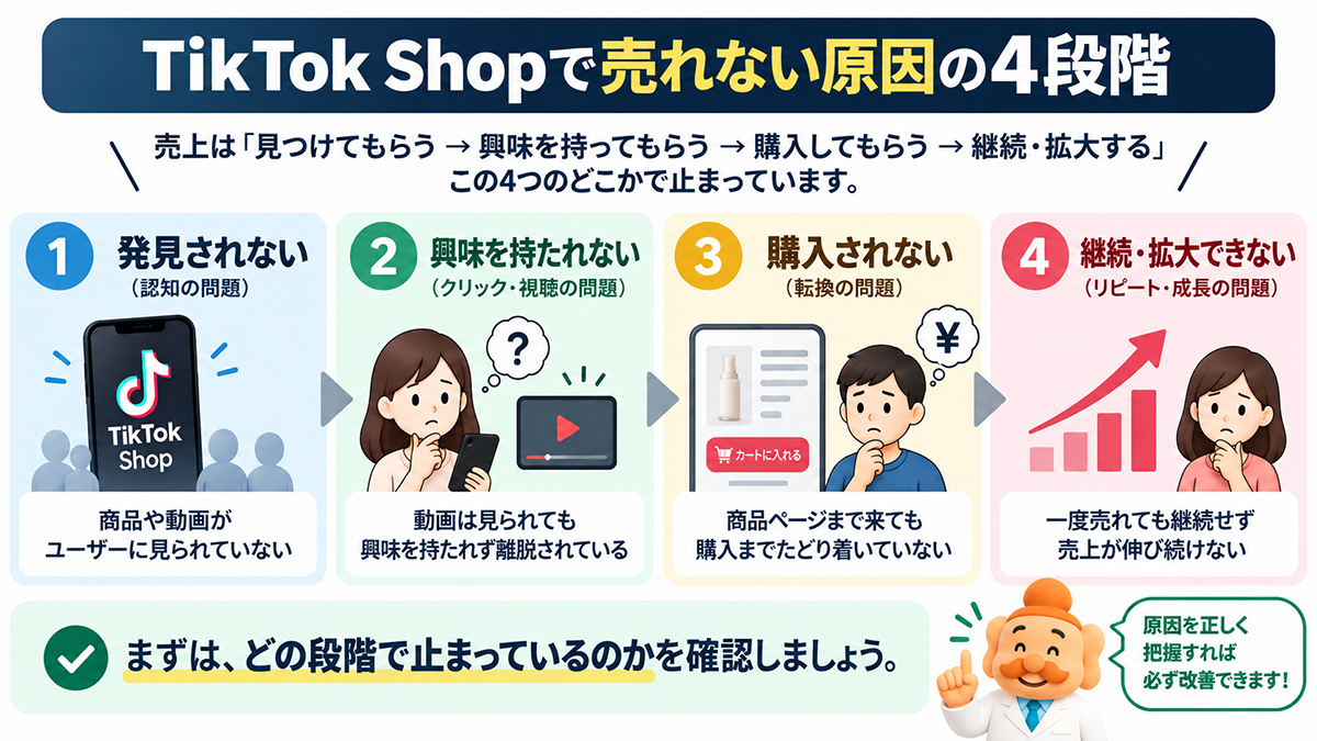 TikTok Shopで売れない原因は4段階