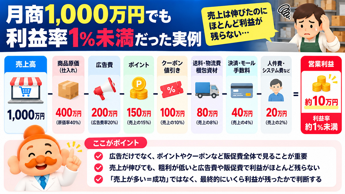 月商1,000万円でも利益率1％未満だった実例