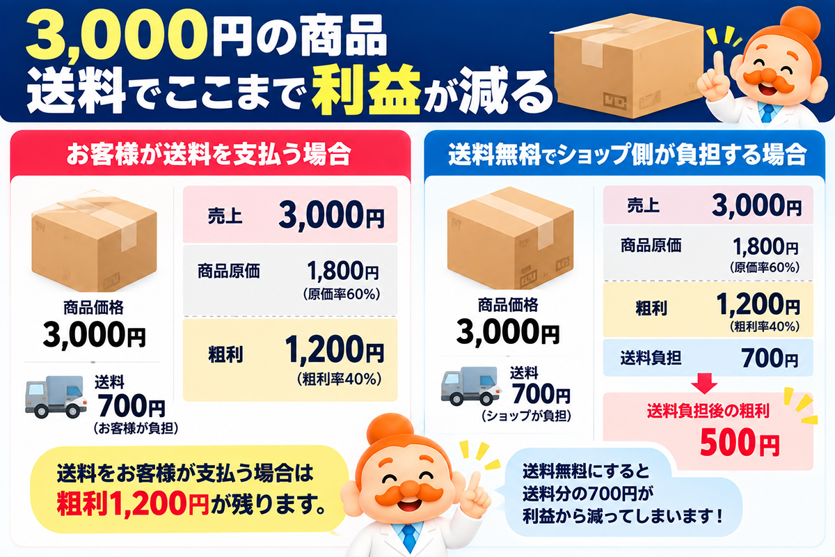 3,000円商品の送料負担
